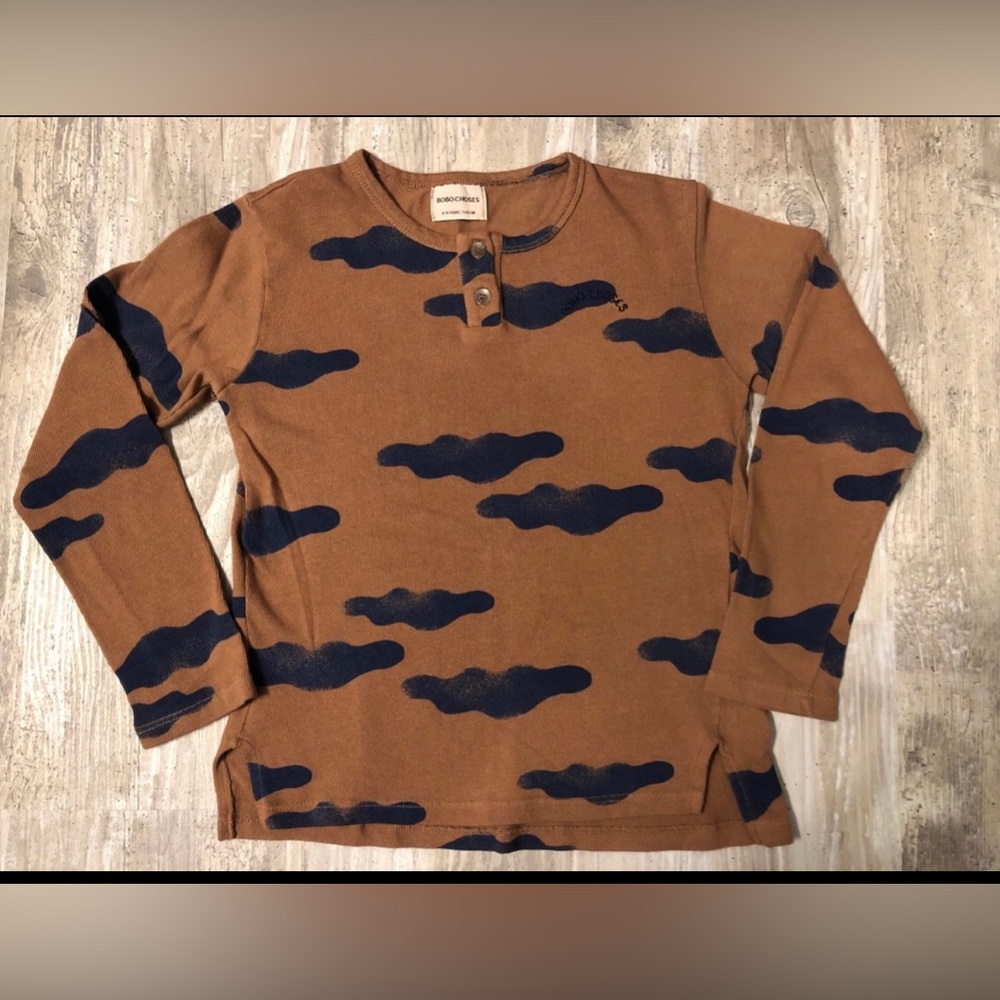 Bobo Choses Brown and Blue Cloud Long Sleeve Tee 8/9